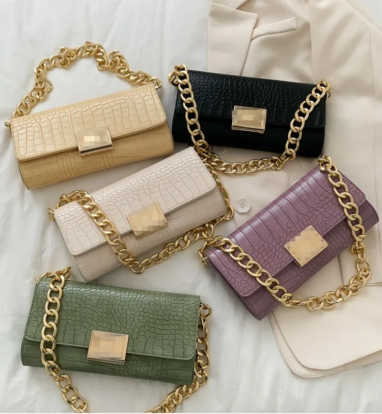 

wholesale 2021 New Summer fashion crocodile pattern big tote bag retro one-shoulder chain luxury handbags for women, Customizable