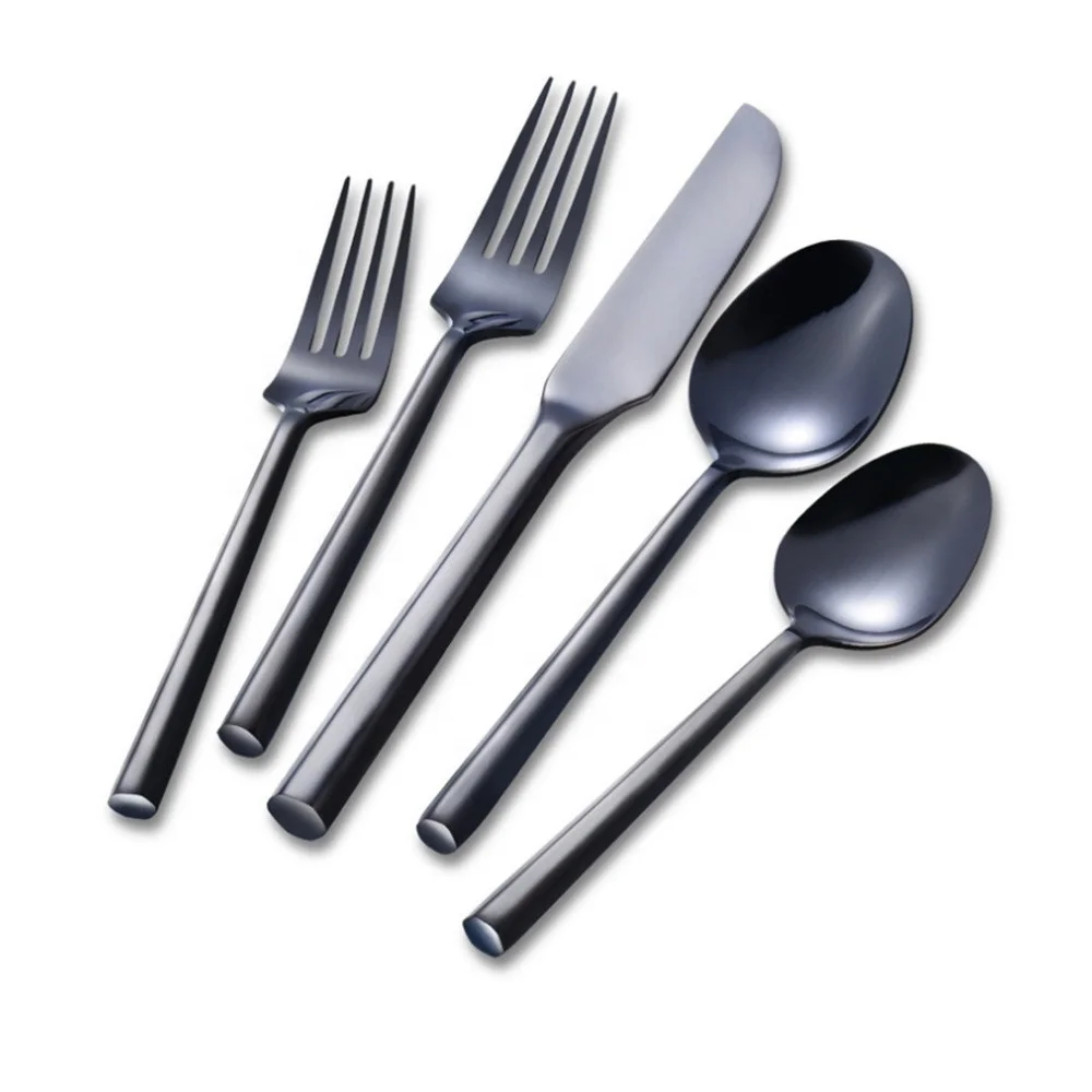

Customized Silverware Stainless Steel Black Gold 5 Pcs Cutlery Set Flatware Tableware For Kitchen Hotel Restaurant