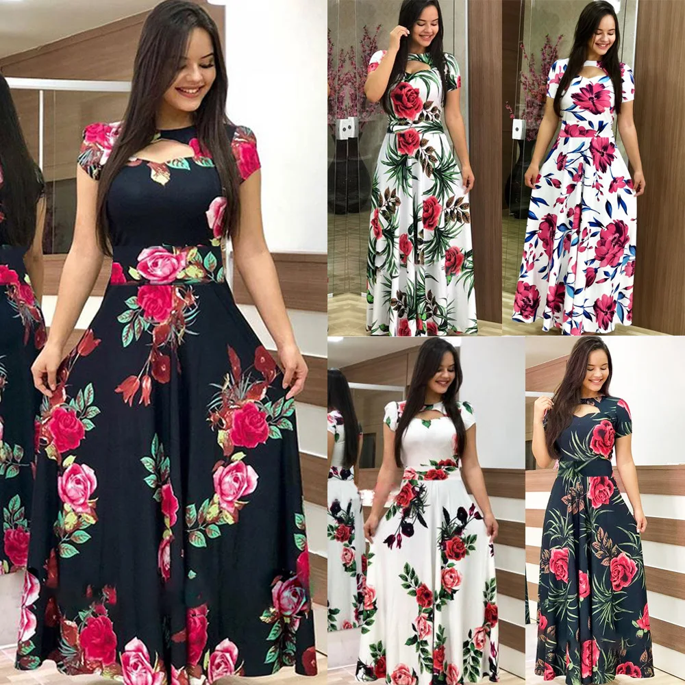 

WW-0078 Sexy fashion digital print dress full-skirted dress in Europe and America puff ladies long blouse dress, As your request