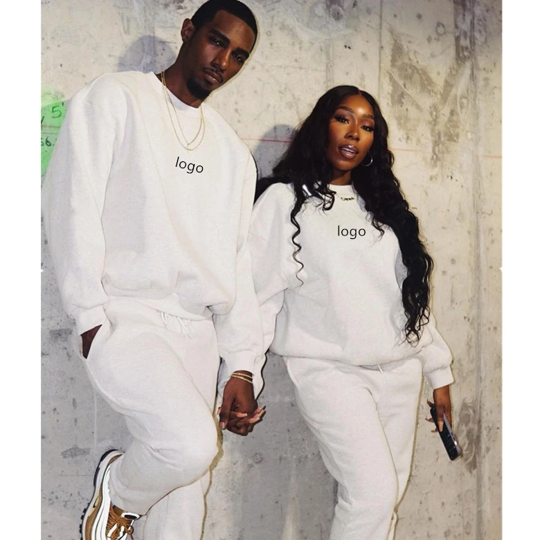 

Custom Logo Women Causal 2 two pieces clothing Oversize Crop Hoodies and Jogger Sets for Ladies