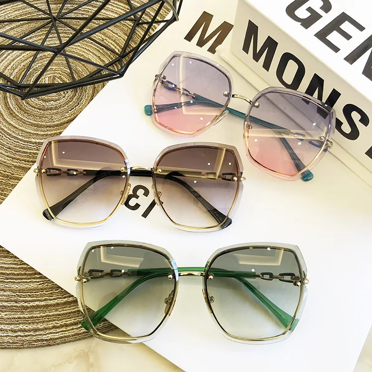 

2020 New Design Wholesale Trendy Shades Sun Glasses Women 2021 Luxury Brand Fashion Rimless Quality Sunglasses, 5 colors
