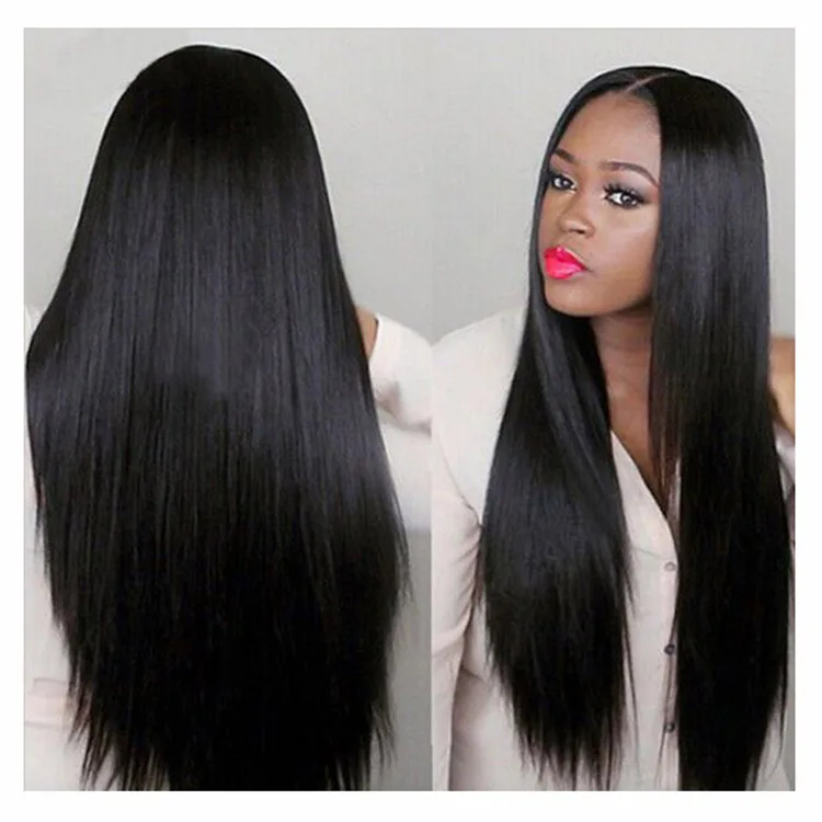 

Good Quality Black Hair Synthetic Wig Long High Temperature Wire Women Straight Hair Wig, Customized colors