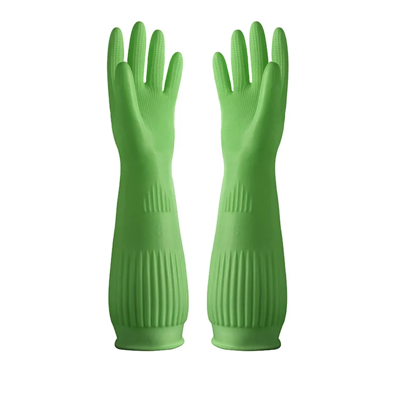 

Long Sleeve Kitchen Wash Dishes Household Gloves Cleaning Waterproof Long Sleeve Red Rubber Latex Gloves Tools 815-0071-1, Yellow,green ,red,beige