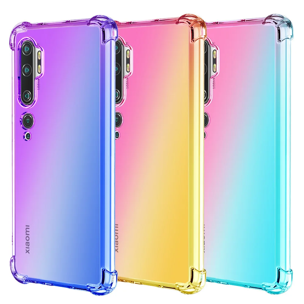 

Gradient Color Airbag Shockproof TPU Cover Case For Xiaomi 9 SE 11T PRO 10 Ultra 10T lite Poco M3 11 Rainbow cover, 6 colors