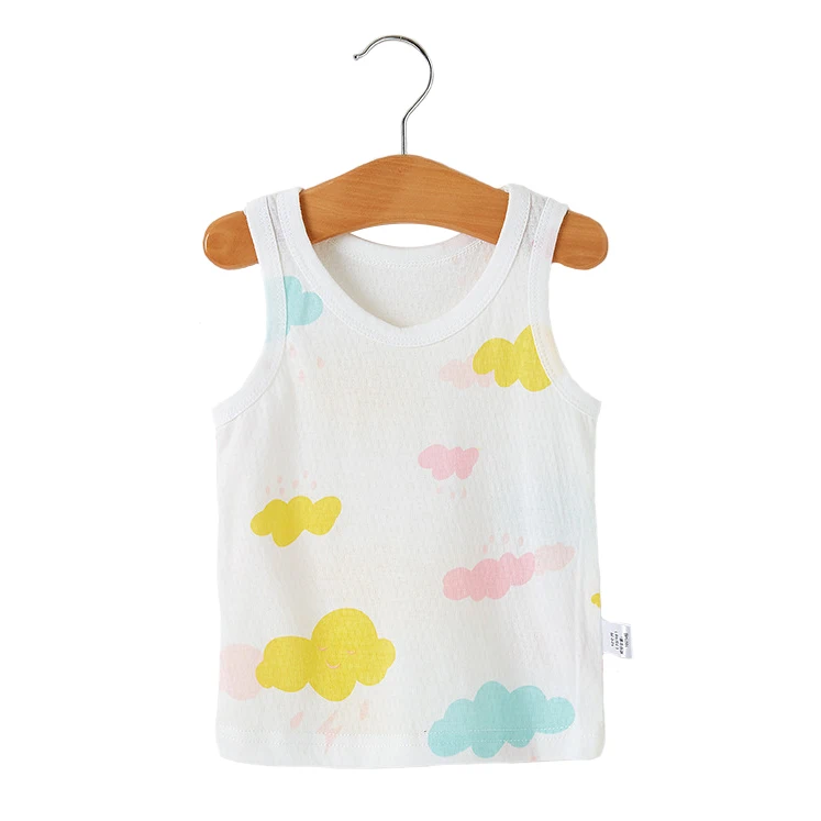 

Baby clothing sets hot sale fashion cartoon print boy clothes vest tops + short pants, As shown