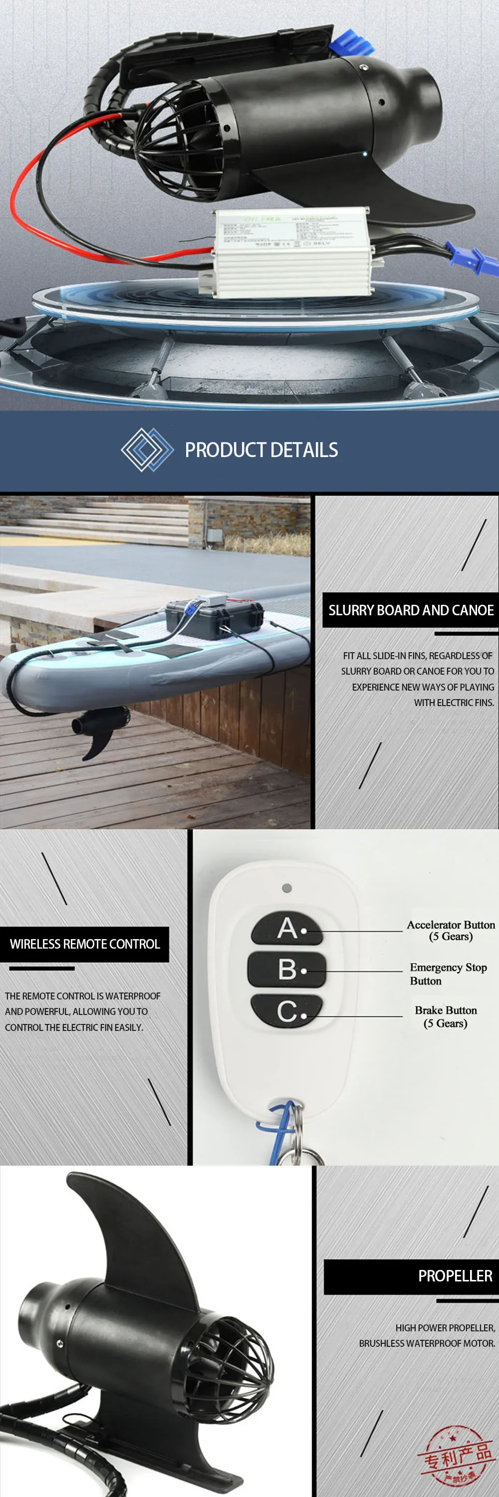 Powerful Electric Fin Thruster 12v With Battery Trolling Motor Electric