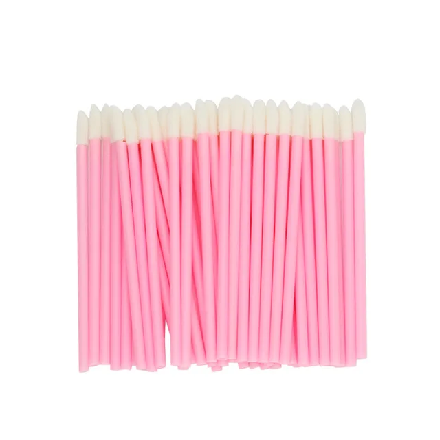 

Disposable lip brush portable lipstick lip gloss eyeshadow stick applicator eyelash cleaning stick brush, Pink,rose,white,yellow,black