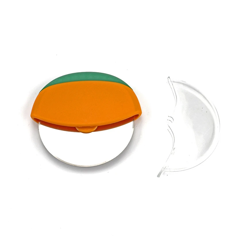 

Super Sharp and Easy To Clean Kitchen Gadget Pizza Cutter Wheel with Protective Blade Guard, Orange and green