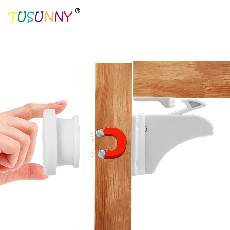 

Baby Proofing Magnetic Cabinet Locks Child Safety Cupboard Latches, White