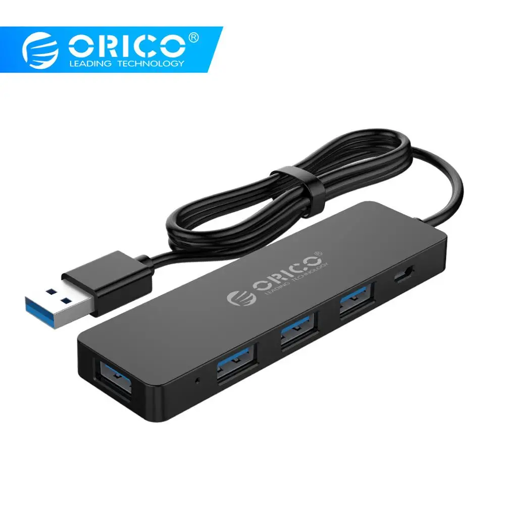 

ORICO High Speed 4 Ports USB 3.0 HUB with Power Supply Port USB Splitter OTG Adapter for iMac Laptop Desktop Accessories, Black