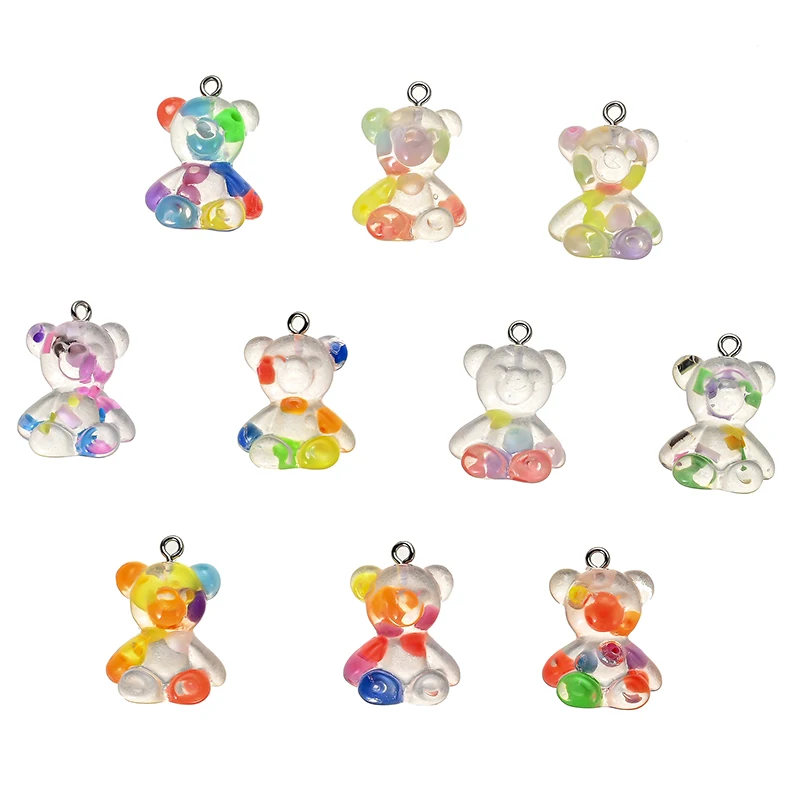 

Wholesale Cute Mix Colorful Resin Bear Charms Pendant DIY Making Necklace Earrings key chain Jewelry For Women Kids, Picture