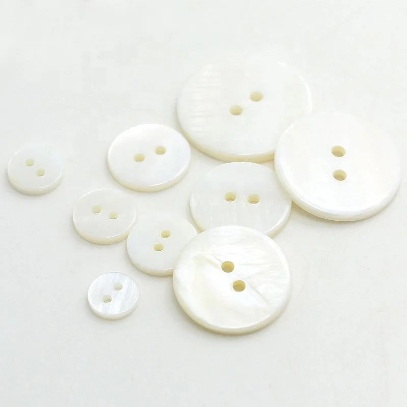 

2 hole river shell natural white mother of pearl button