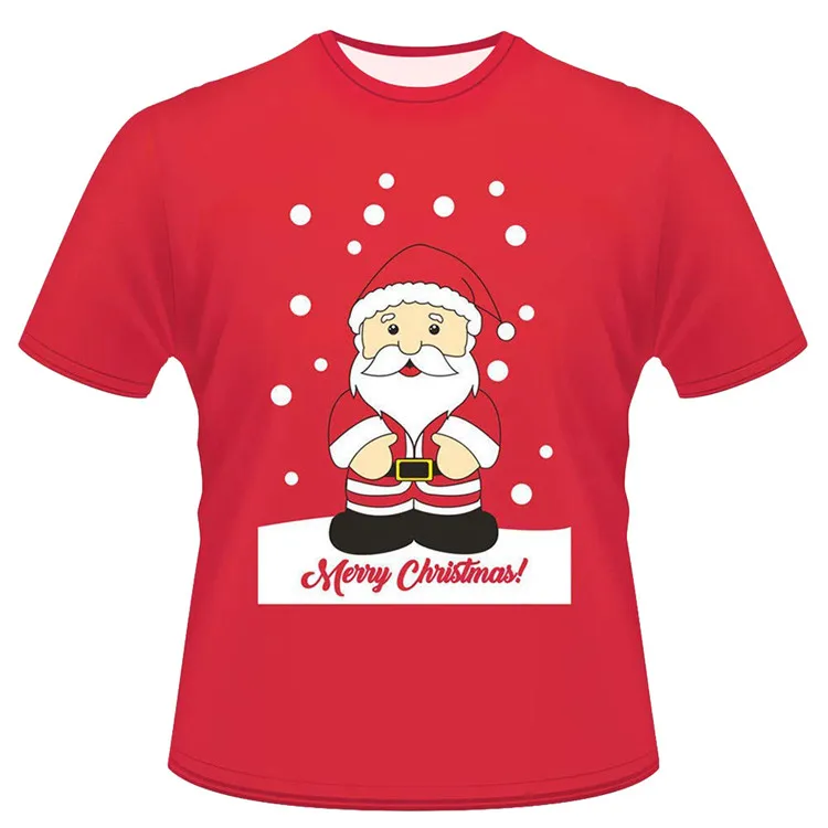 

custom your Christmas short sleeve Santa Claus 3D printed loose round neck t shirt for girls, Customized colors