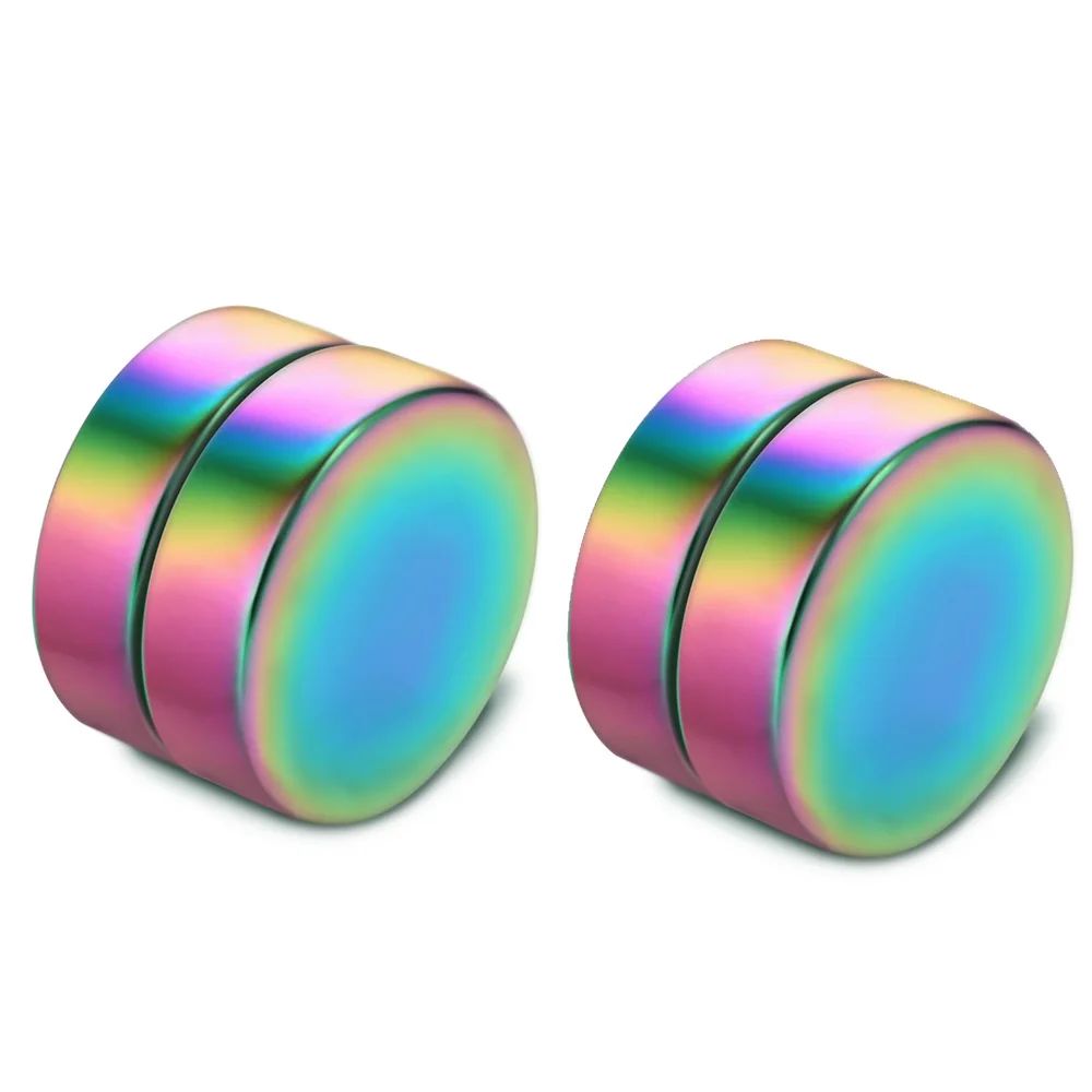 

Custom Color Rainbow Black Blue Brinco Masculino Women Jewelry Gold Plated Stainless Steel Men Stud Earrings, Steel/gold/blue/black/rainbow