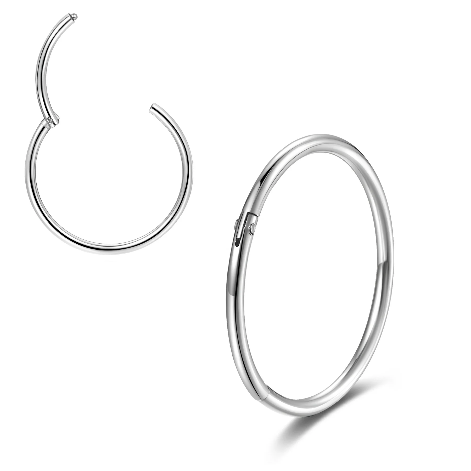 

Newest Hinged Segment Clicker Stainless Steel Thin Cartilage Earrings Hoops Set Ear Piercings Tragus Helix Conch Jewellery 2020, Steel color