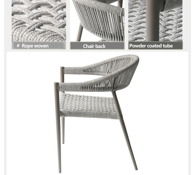 BD Hot Sale Modern Patio Leisure Dining Coffee Woven Waterproof Aluminum Outdoor Chair Wicker Rope Chairs