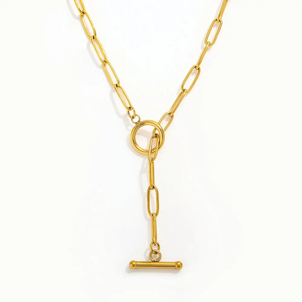 Joolim 18K Gold Plated Oval Link Chain Toggle Necklace Stainless Steel Necklace Jewelry Wholesale