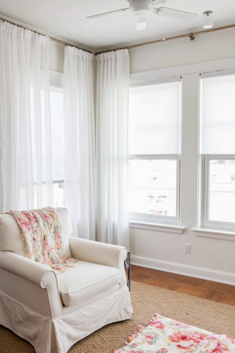 Examples of seasonal curtain styles using command strips