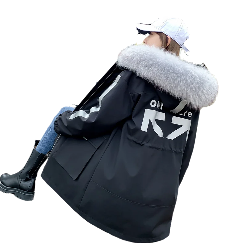 
Warm Outwear Parka Women Winter Army Jacket Fur Collar Fleece Clothing Casual Quantity Cotton Hood Plus Size Ladies Coats parker 