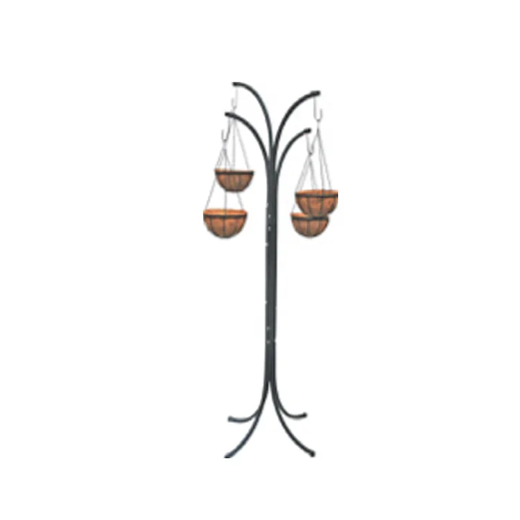 
Garden decor black mild steel metal hanging planter baskets with 4 coco liners 