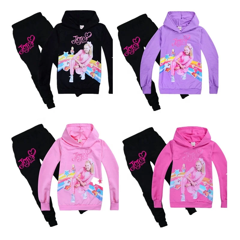 

Fashion Spring Fall Girls Hoodies Trousers Suit JOJO SIWA Children's Outfits Big Kids Clothing Set, As picture