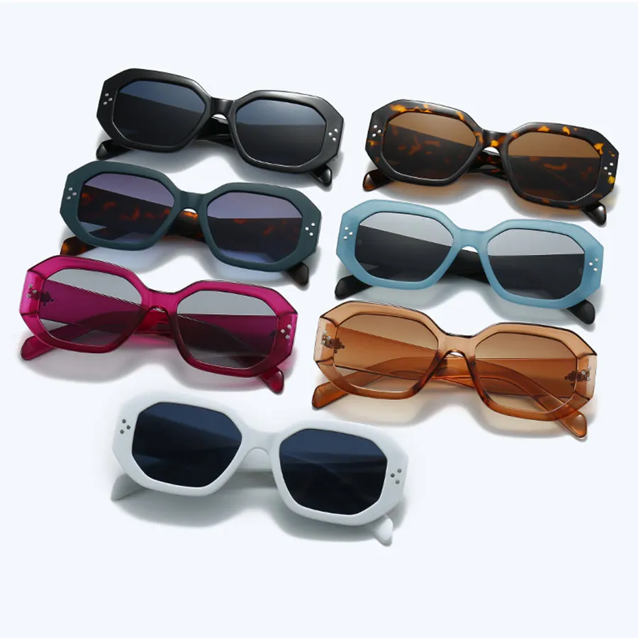Eyewear Custom Logo Retro UV400 Polarized Small Square Frame Ladies Sun Glasses Polygon Women and Men Sunglasses