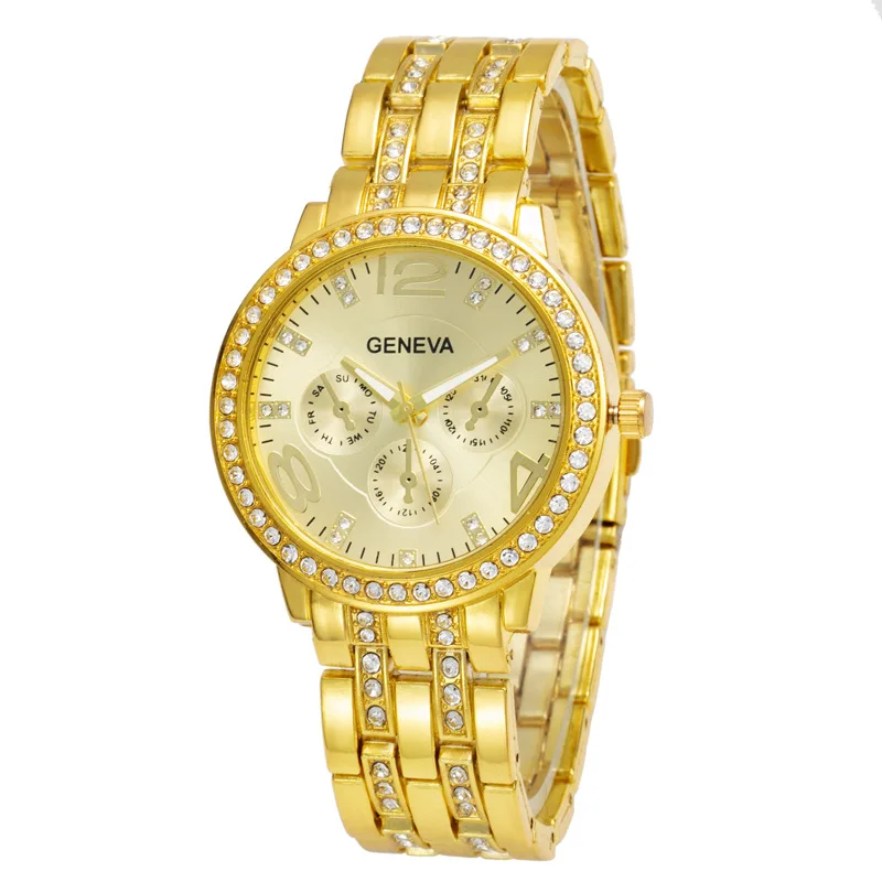 

High Quality Men Quartz Fashion Watch 2021 Hot Sale Ladies Luxury Brand Crystals Geneva Brand Watch Drop Shipping luxury watches, Multiple colors