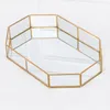 gold decorative metal glass storage serving Tray for makeup jewelry