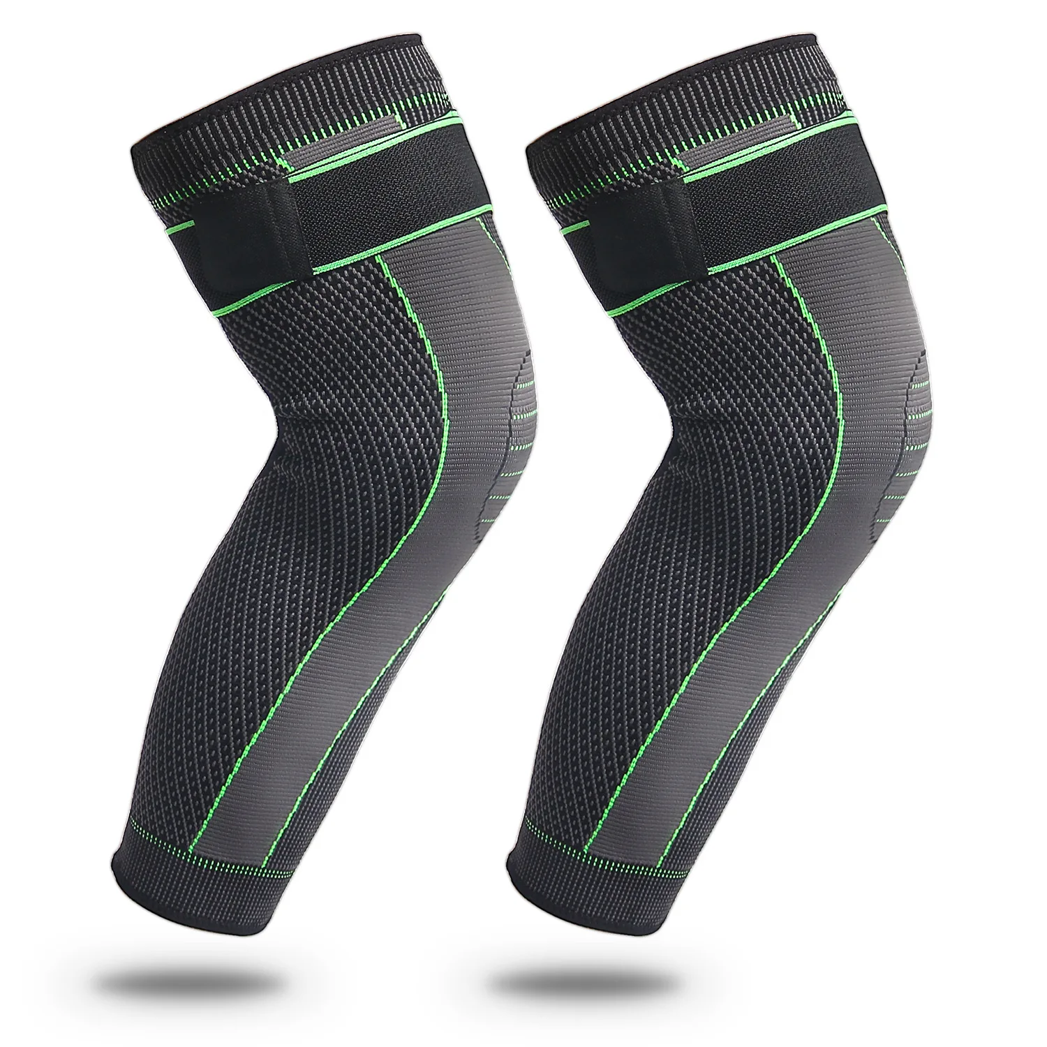 

Running Fitness Sports Leg Knee Protector Brace Compression Knee Sleeve with Adjustable Straps, Green/customized