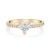 Dainty 925 sterling silver diamond heart engagement band wedding women ring