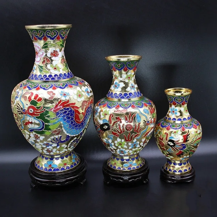 handles dragon Reduced  bronze toned metal vase