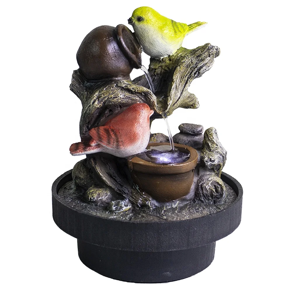 

Two Bird Decorative Indoor Desktop Polyresin Battery Operated Water Fountain With Light Good Price, Multicolor