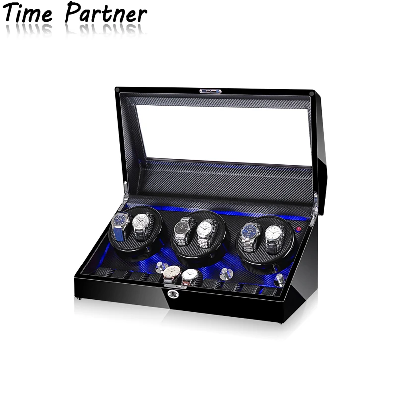 

Time partner Watch Box Case Black Gloss Paint Single Automatic Watch Packaging Luxury Watch Winder Leather OEM Pcs, Customized