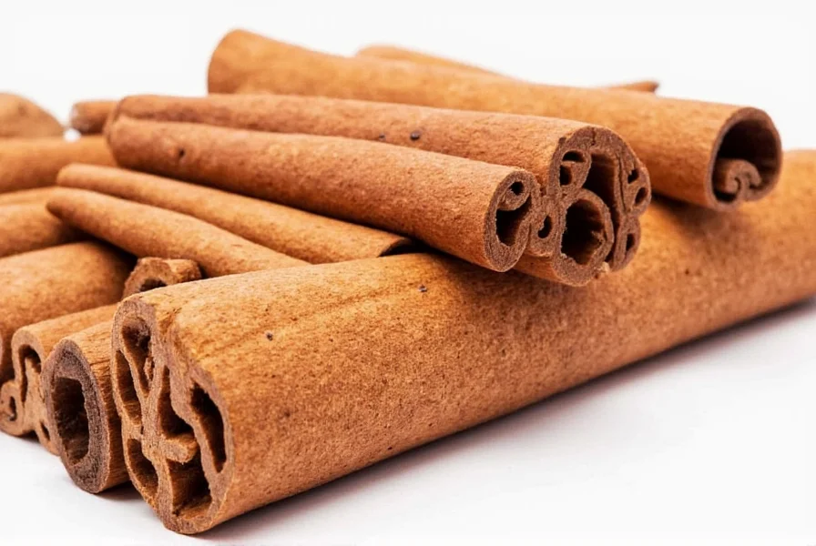 Close-up comparison of Ceylon cinnamon sticks versus cassia cinnamon sticks showing the layered structure of Ceylon and single-layer thickness of cassia