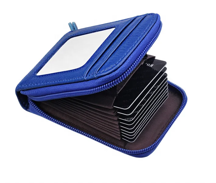 

Credit Card Wallet with Zipper, Genuine Leather RFID Credit Card Holder for Women Ladies Wallets, Multi-color