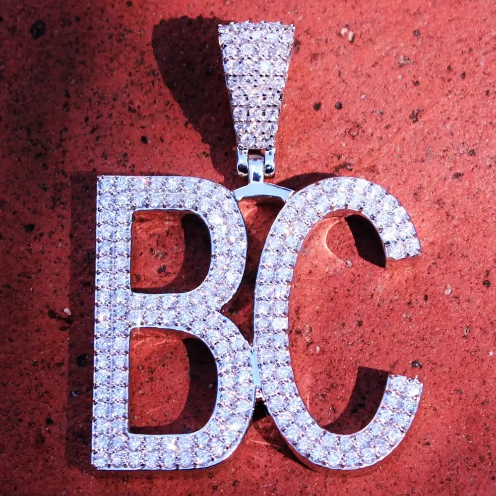 
hiphop style custom jewelry 925 sterling silver hand paving diamond double layer custom pendant 