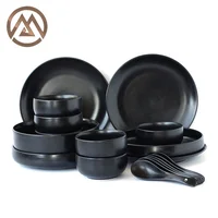 

Black Creative Ceramic Frosted Plate Dishes Set of Dishes table service Dinnerware Set Dinner Set Plate Tray