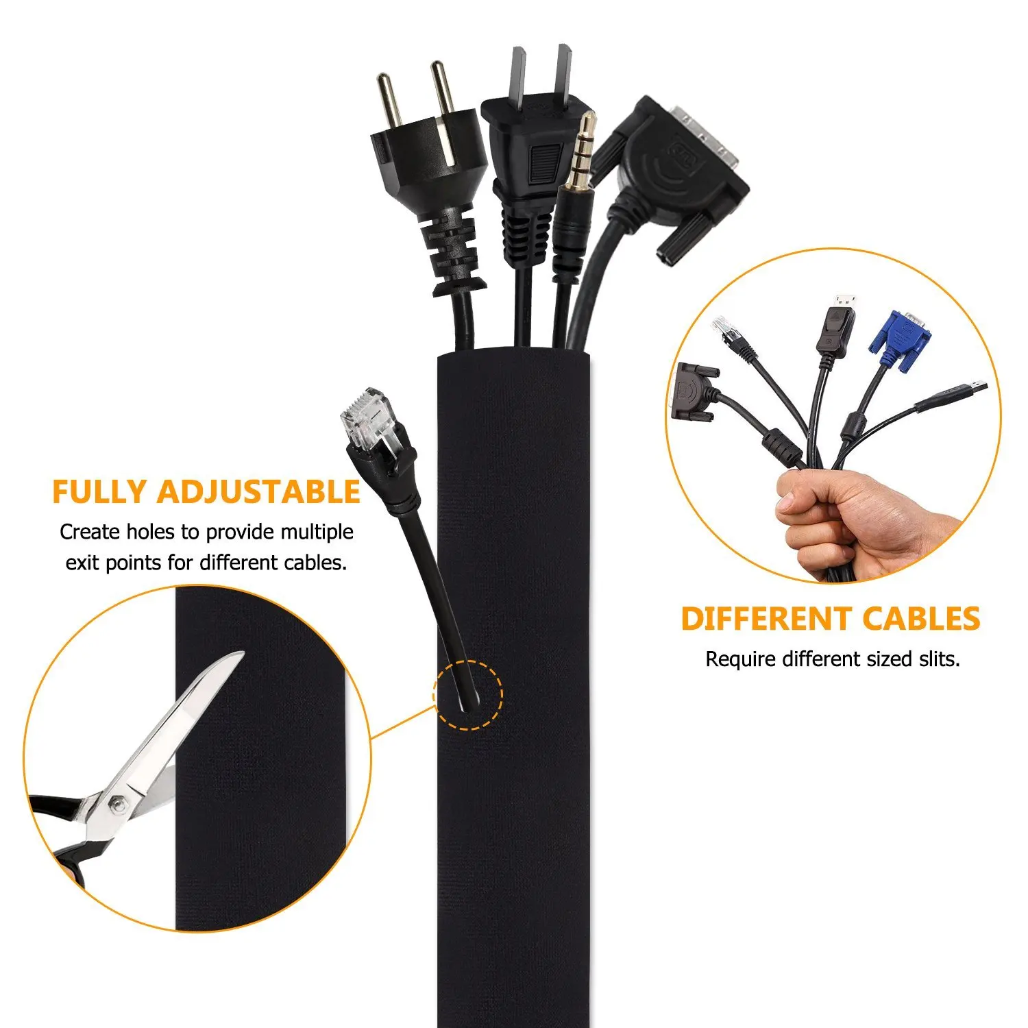 
Hot Selling Wholesale Flexible Dustproof Neoprene With Zipper Cable Sleeves Neoprene Cable Wire Management Sleeve  (62416262901)