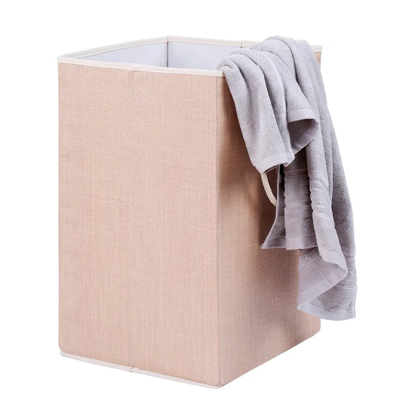 

Large Capacity Portable Dirty Cloth Storage Hamper Livingroom Square Fabric Box Foldable laundry baskets, Beige