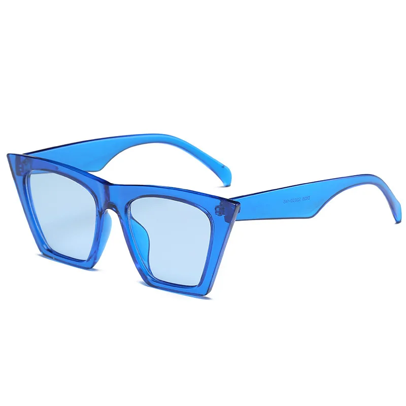 

2020 Sexy Cat Eye Square Sunglasses Women Fashion Famous Brand Flat Top Clear Blue Shades Men Vintage Eyewear, Custom colors