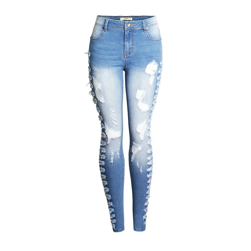 

B61601A Europe and the United States new foreign trade women's wear slim stretch jeans small feet pants, Photo color