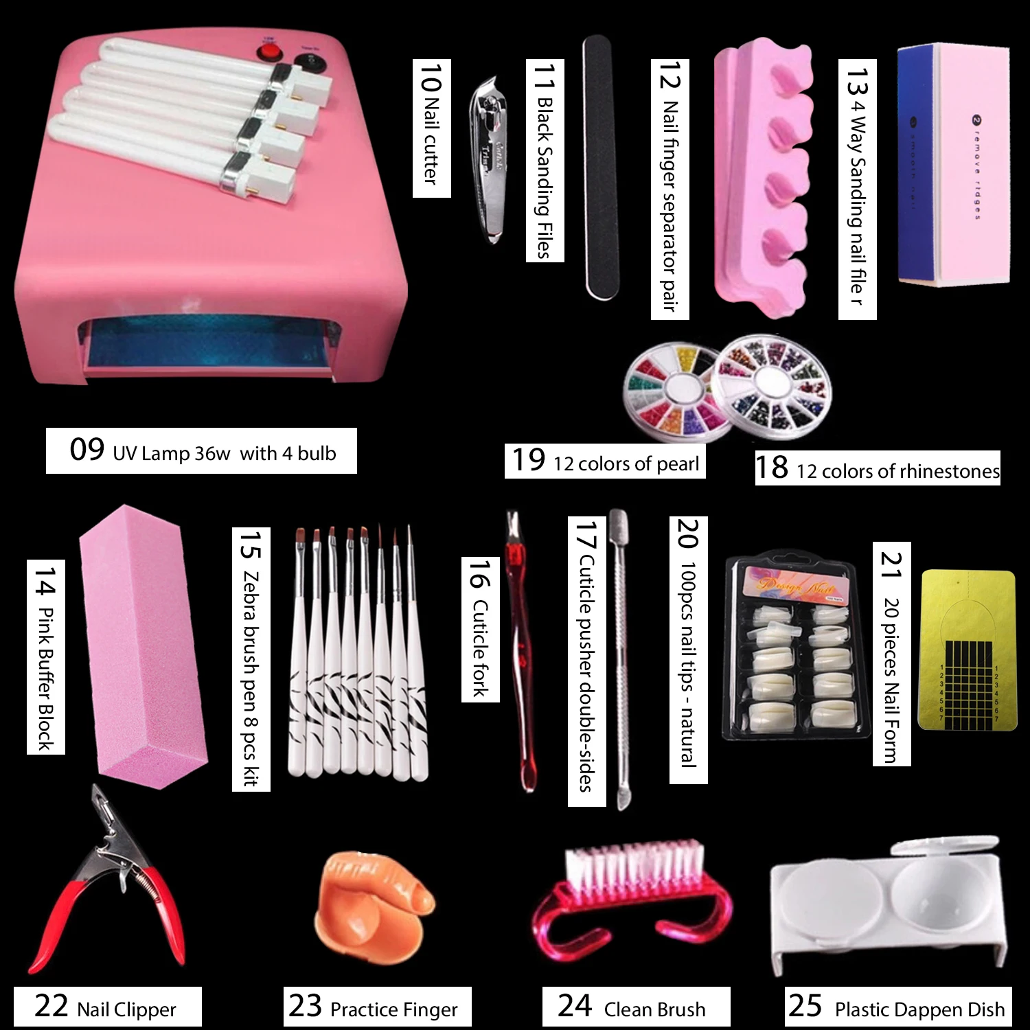 

Professional nail art kits UV lamp kit with all regular product