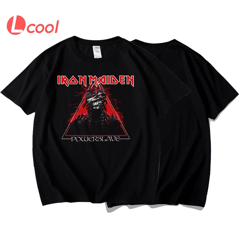 

Lcool mens tshirts printed loose fit classical 70s Heavy Metal band iron-maiden t shirt