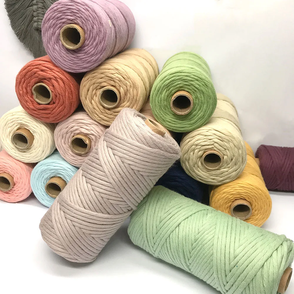 

Organic cotton yarn 100% product 3mm single strand macrame roll cord twist cotton rope, 23 pcs spot wholeslae