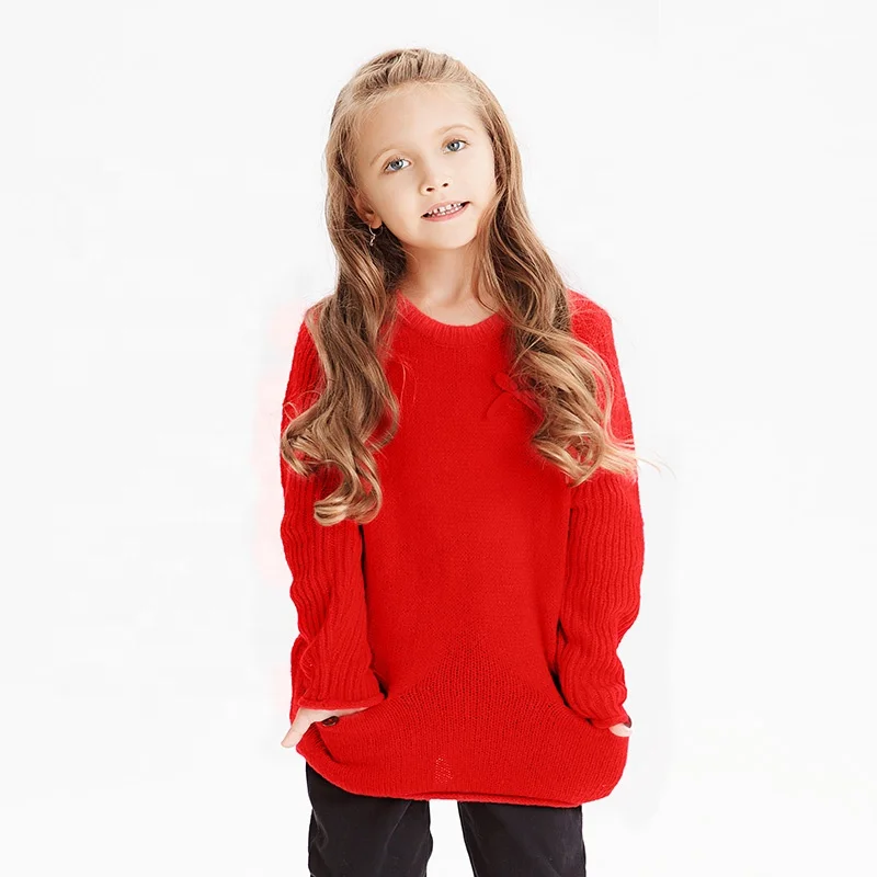 

Gabby Loop Kids Hot Red Acrylic Children Knitwear Sweater Pullovers With Pocket 2021