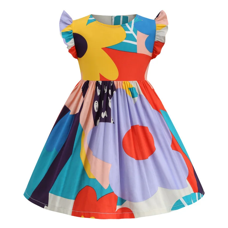 

Good price ! Summer style fashion clothing girls printing princess dresses kids girl sleeveless frock 100% cotton lovely dress, Picture shows