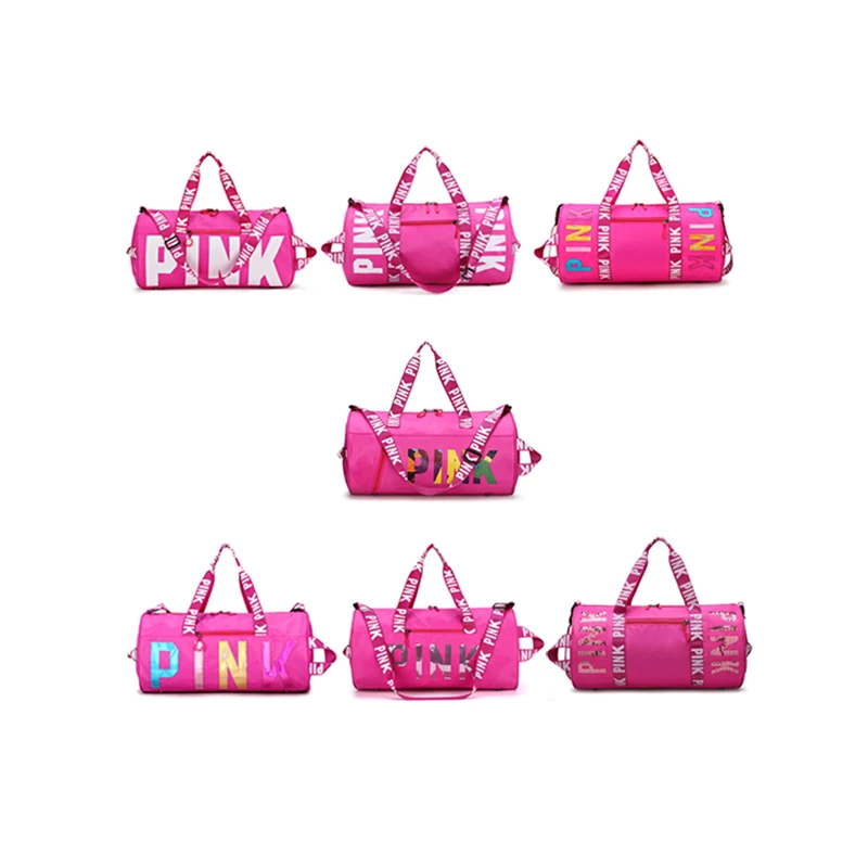 

Customized Logo Large Capacity Pink Duffle Bags Gym bag Women Waterproof Sports Travel Bag, Purple, blue, black, gray, pink
