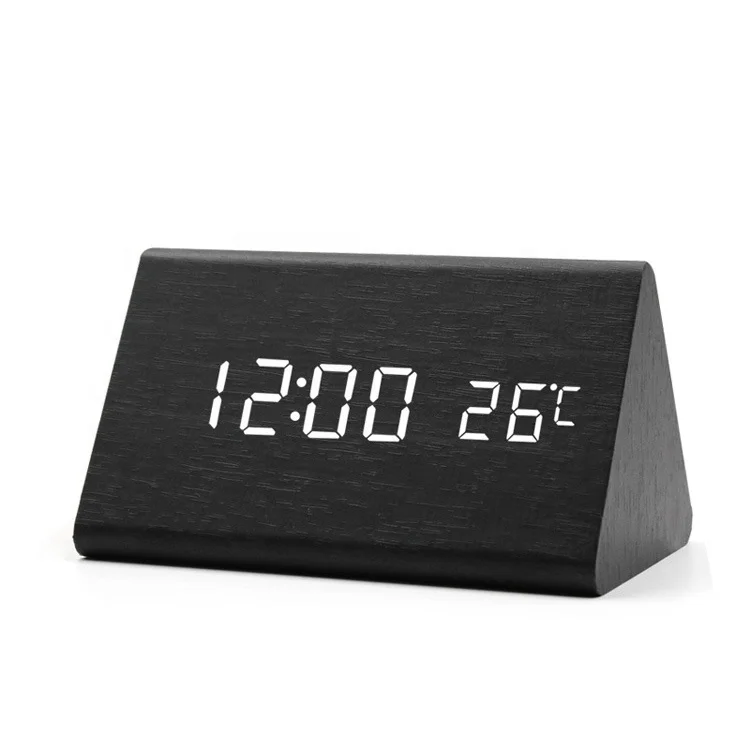 

Decorative desk clock wooden bamboo alarm table clock