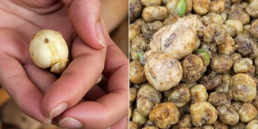 Fresh galangal root next to ginger for comparison
