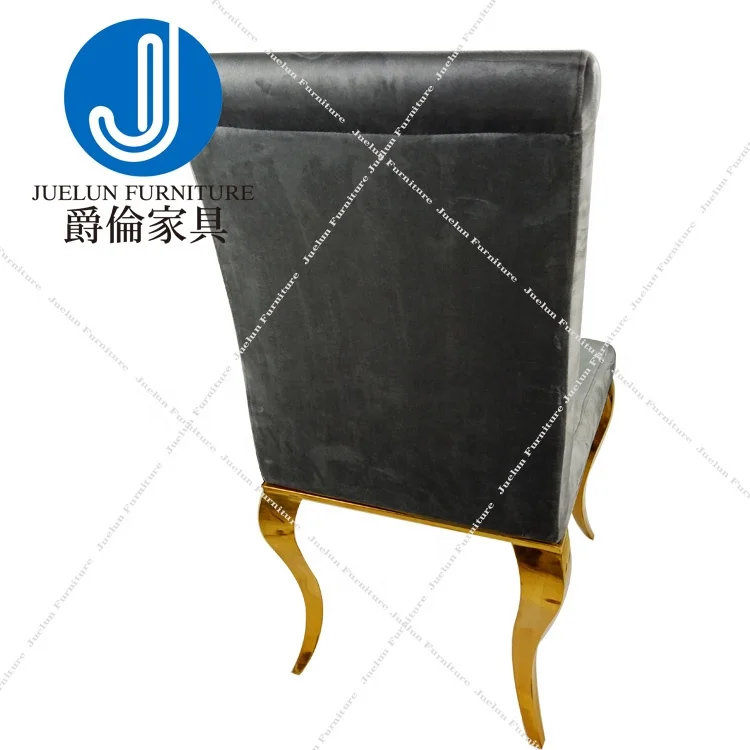 Top quality gold stainless steel gray velvet chair industrial chair restaurant chair for resturant